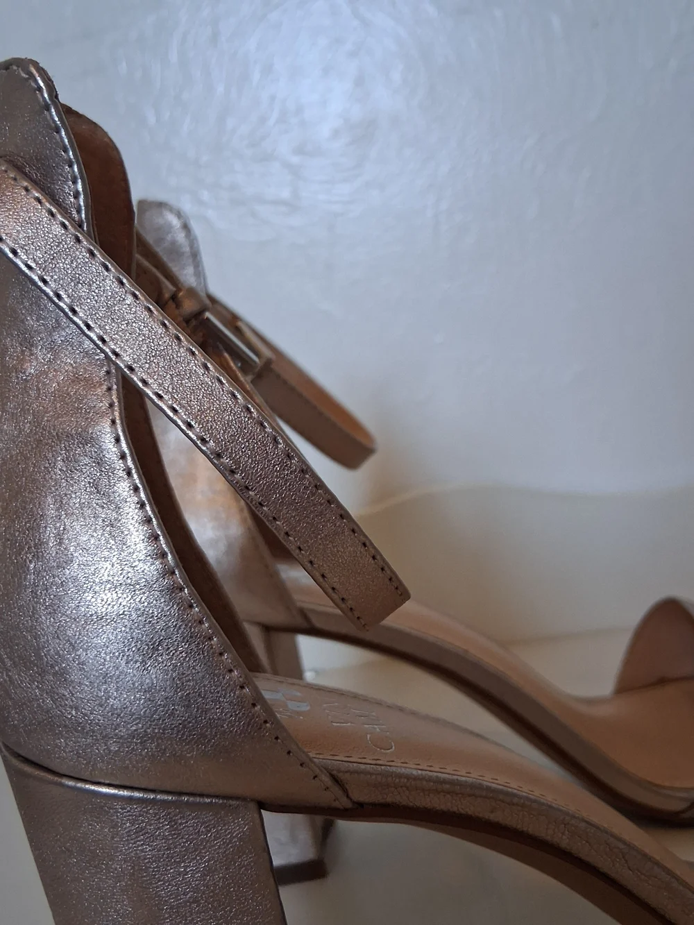 Vince Camuto Metallic Rose Gold Block Heel Sandals